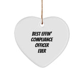 Funny Compliance Officer Gift for Men - Best Effin' Compliance Officer Ever Heart Ornament, Gifts from Friends, Christmas Unique Gifts for Compliance Officer - Image 1